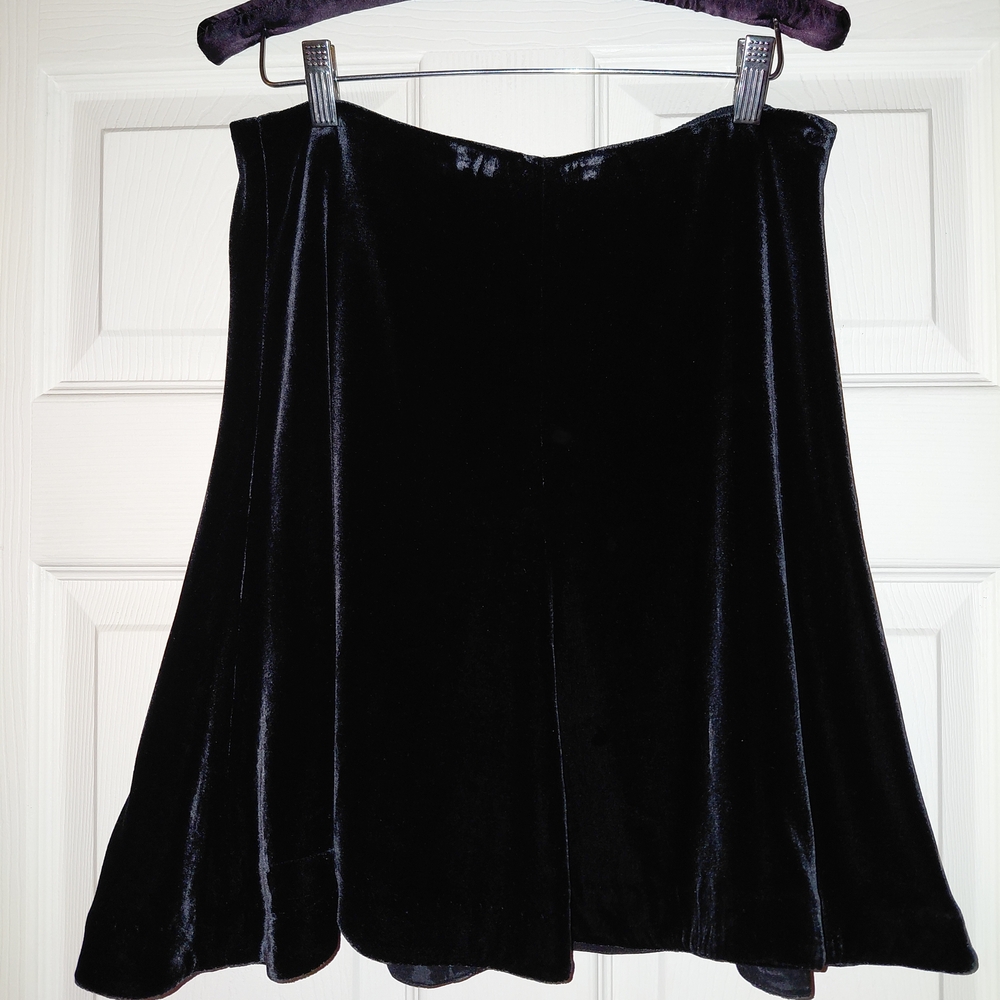 Theory Black Velvet A-Line Skirt